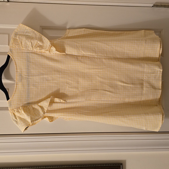 CROFT & BARROW WOMEN'S YELOW & WHITE GINGHAM TOP WITH RUFFLED SLEEVES SIZE XL - Picture 12 of 16